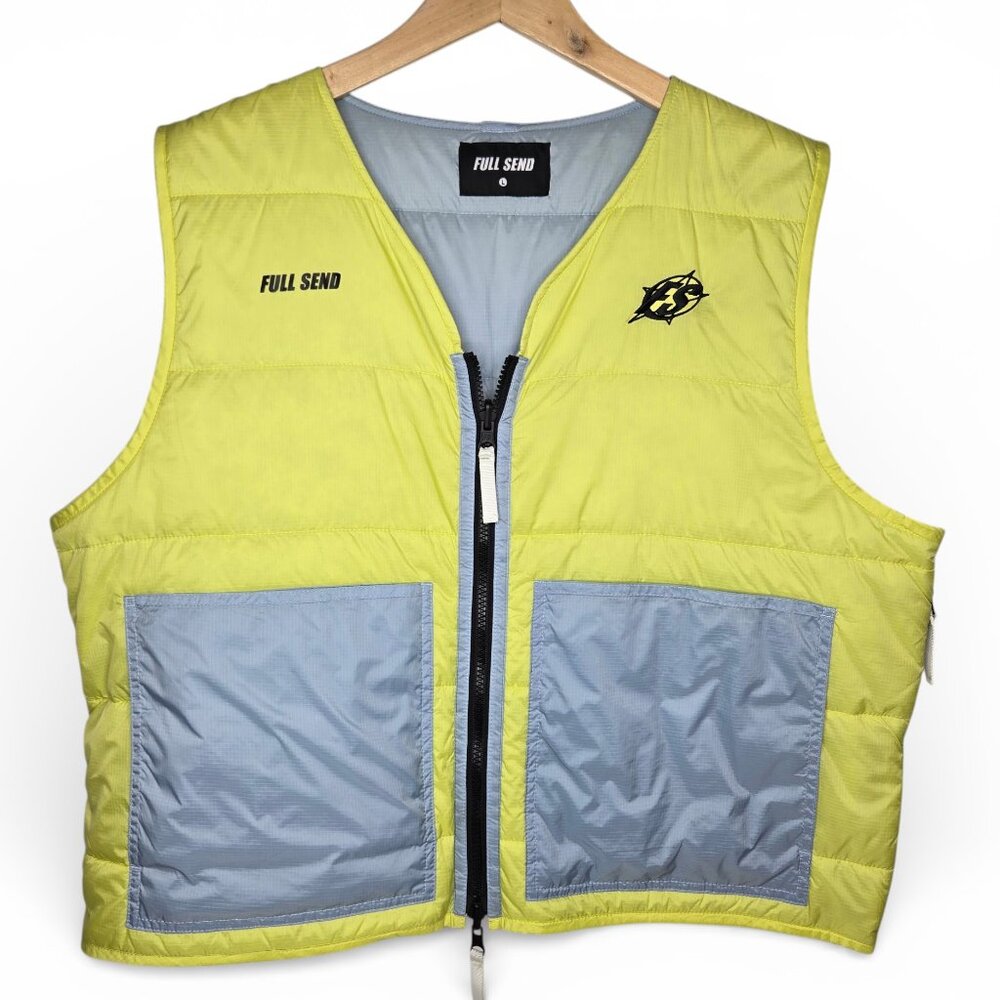 Full Send Bright Puffer Vest Men Nelk Boys Mesh Back Full Zip L